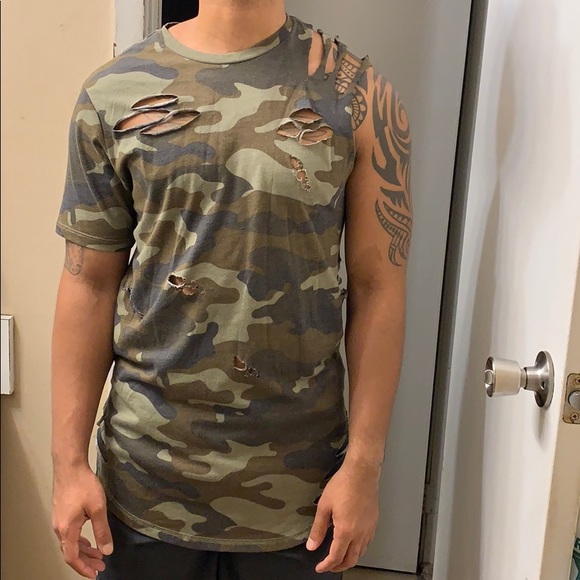 Pacsun Camo distressed shirt - Picture 1 of 8